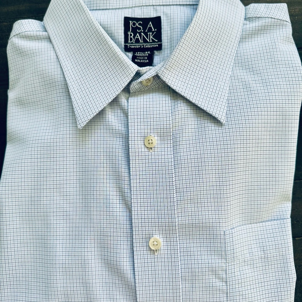Jos. A. Bank Men's Light Blue Grid Dress Shirt
